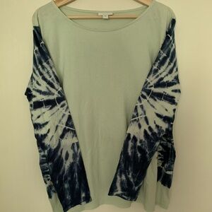 Pure Jill 100% cotton Mint Green Shirt with Tie Dye Sleeves